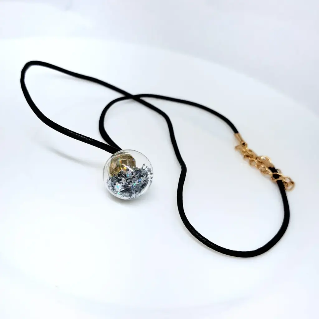 [TiniAcc-7-5] Collar Botella de Deseos Cristal (Plata)