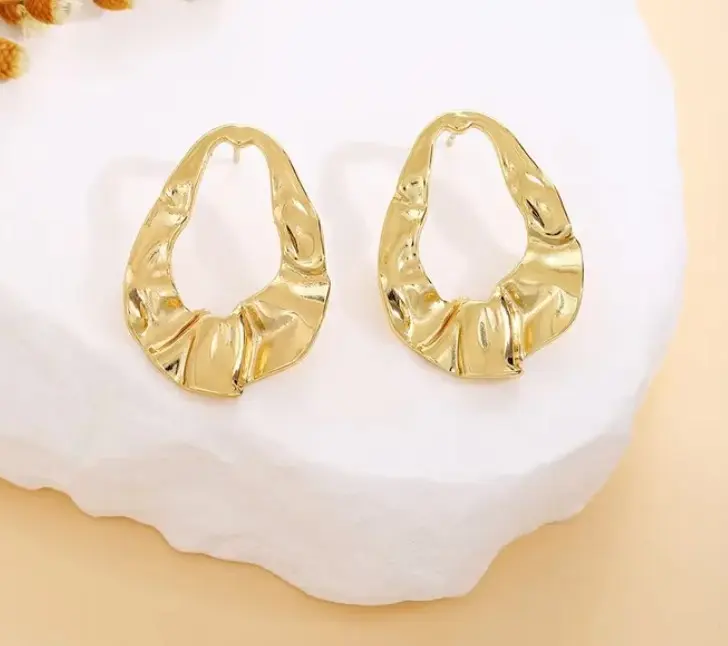 [501191504661-6] Aretes  Estilo Francés Estilo Clásico Geométrico Ronda  Acero Inoxidable 304 Oro 