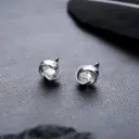 Aretes Retro Geométricos con Estrella y Circonita Púrpura – Hombre