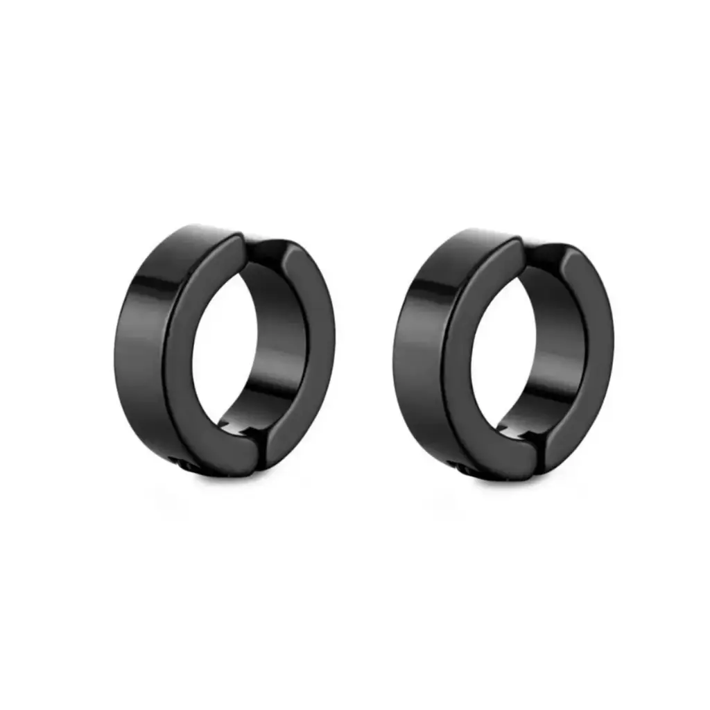 [X802-A] Clip de Oreja Retro Estrella Geométrica – Negro Individual - Hombre