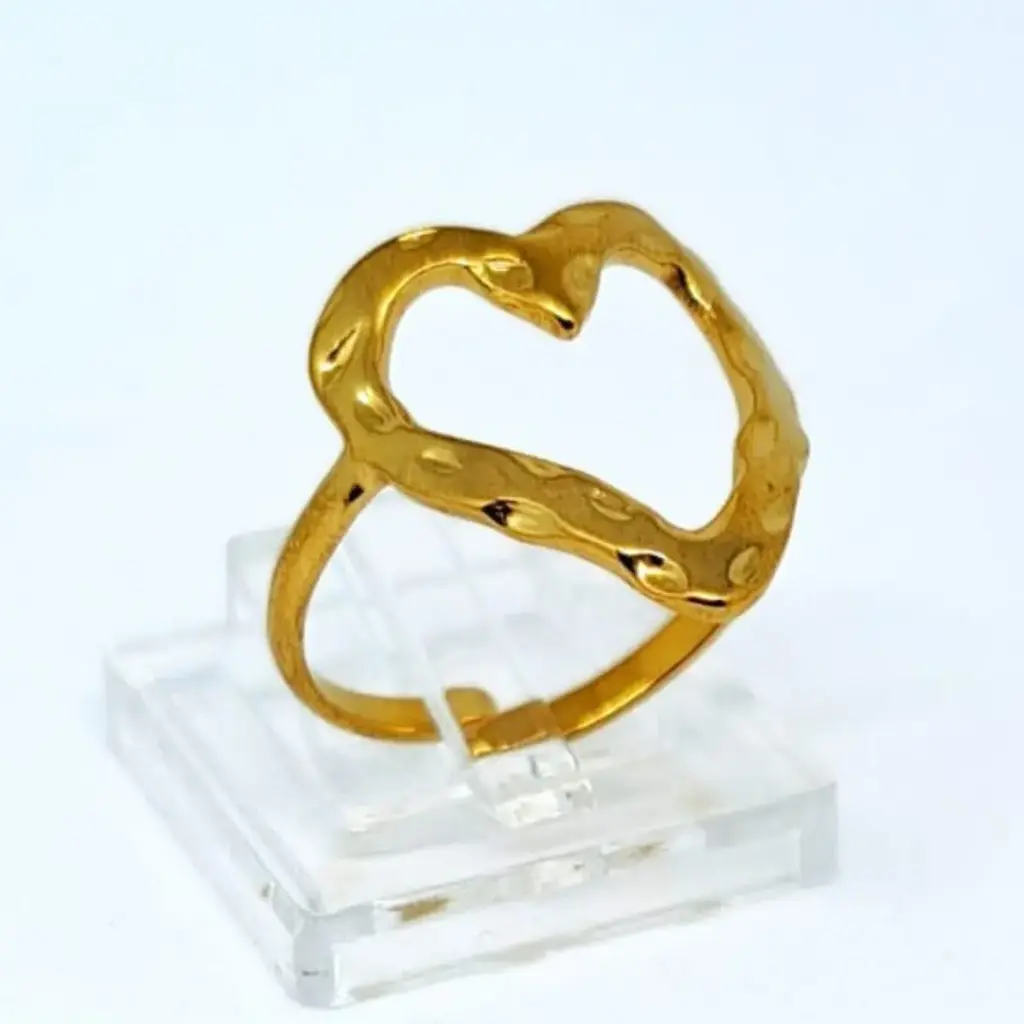 Anillo Abierto Retro de Líneas Doradas – Acero Inoxidable 304