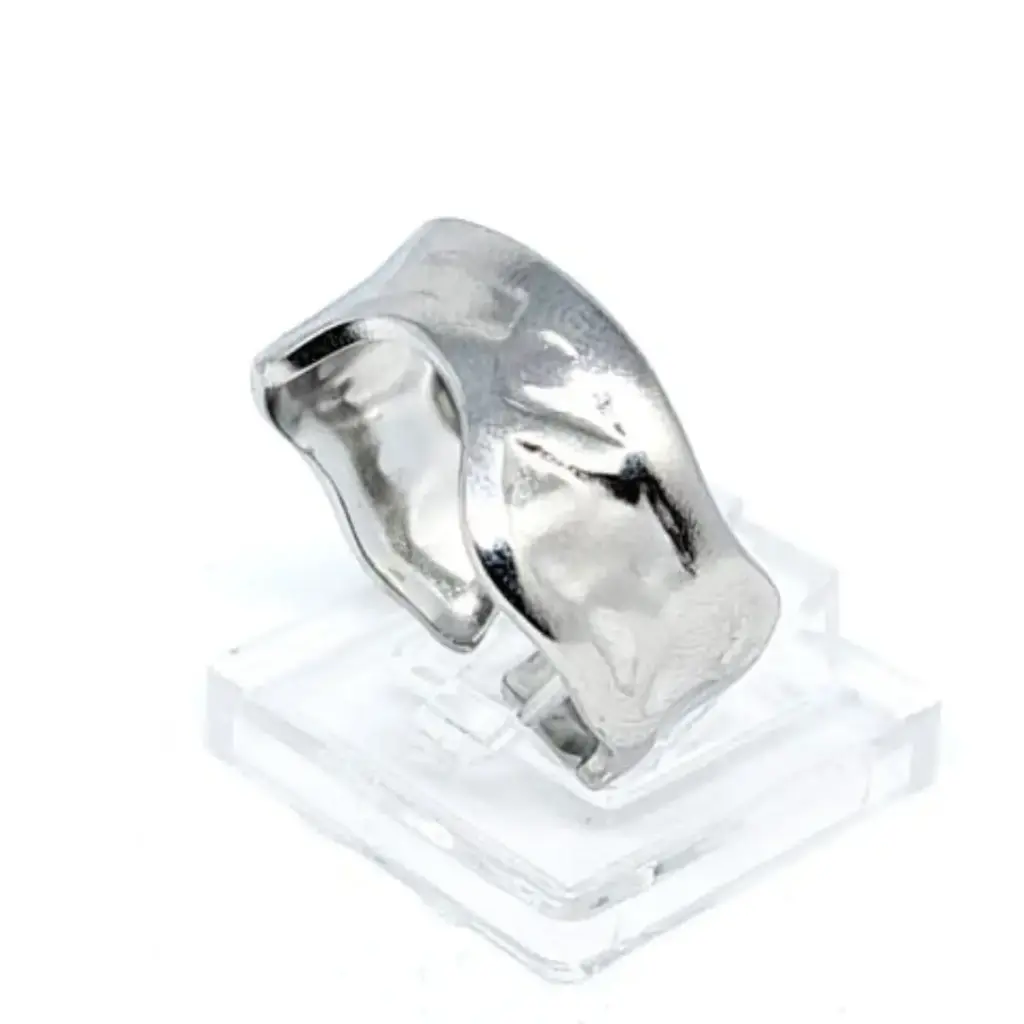 Anillo Abierto Retro de Líneas Doradas – Acero Inoxidable 304