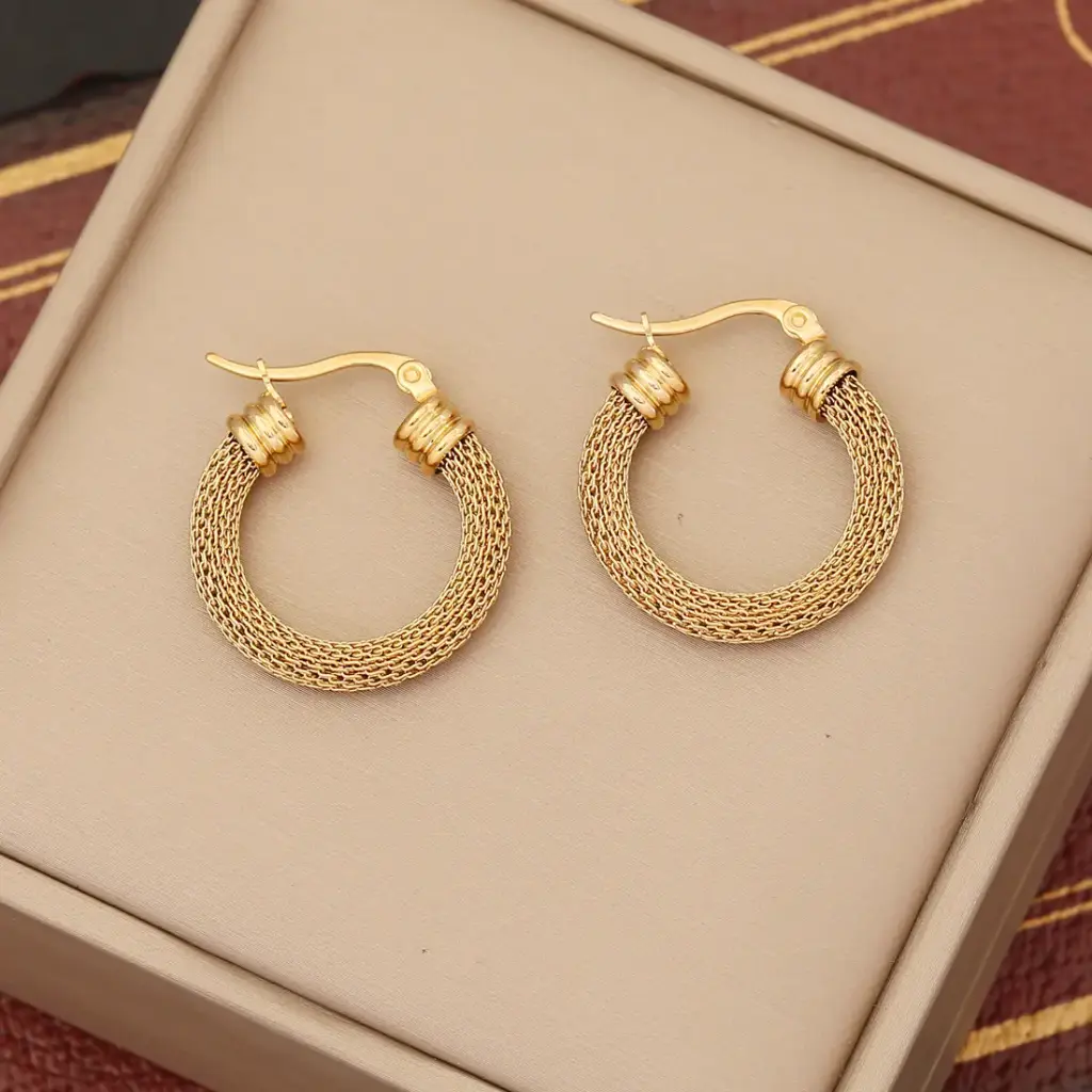 Argollas Estilo Simple Forma De U Circulo Acero Inoxidable Enchapado Pendientes De Aro 