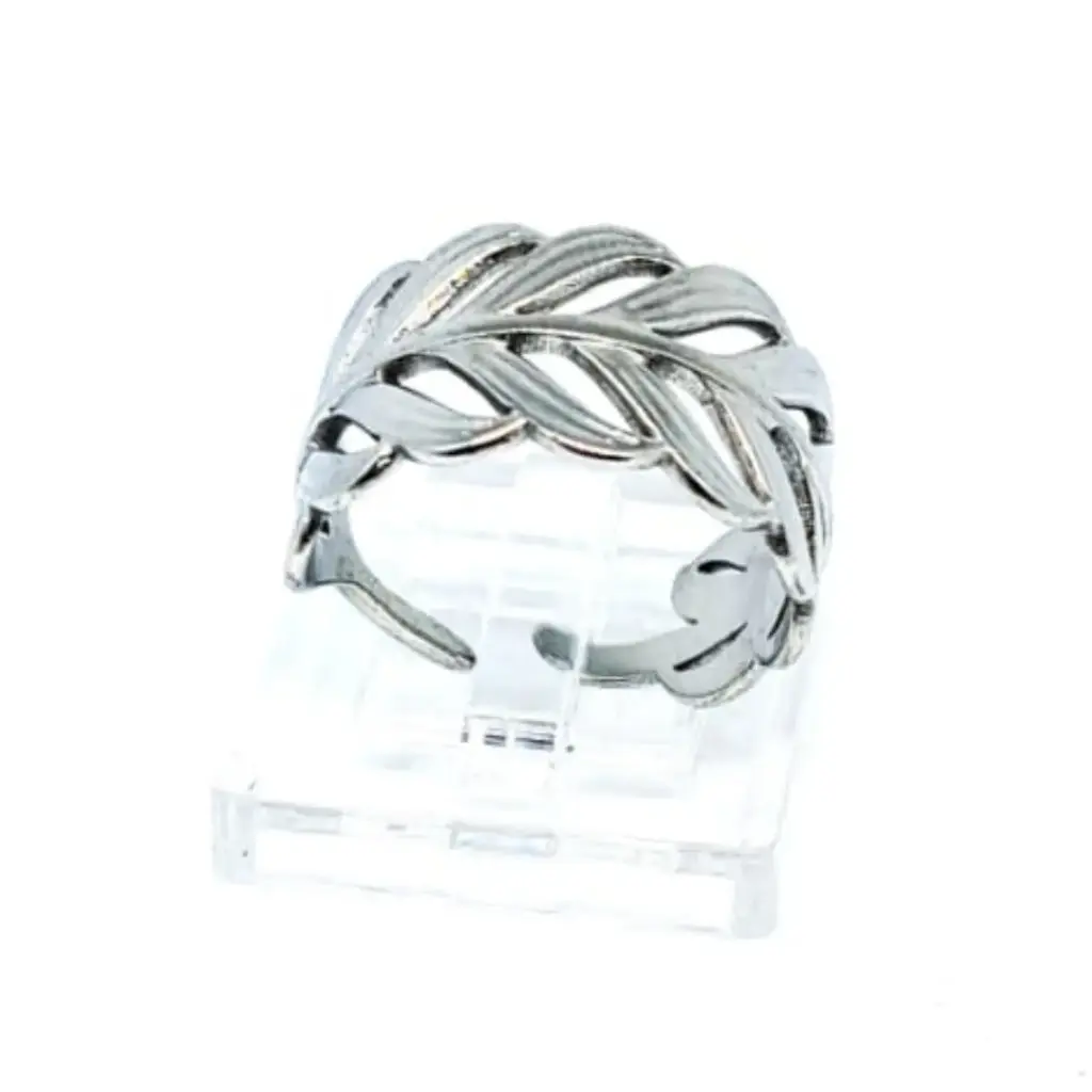 Anillo Abierto Retro de Líneas Doradas – Acero Inoxidable 304