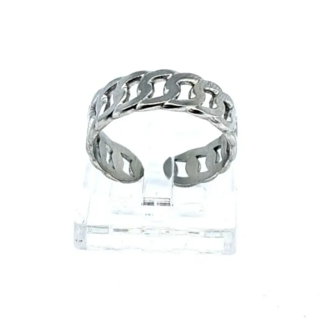 Anillo Abierto Retro de Líneas Doradas – Acero Inoxidable 304