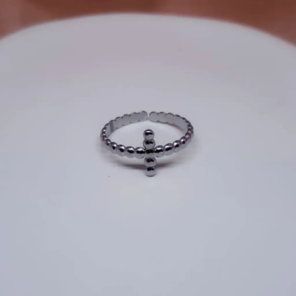 [33859005] Anillo Abierto Retro de Líneas Doradas – Acero Inoxidable 304