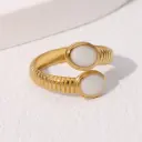 Anillo Abierto Retro de Líneas Doradas – Acero Inoxidable 304