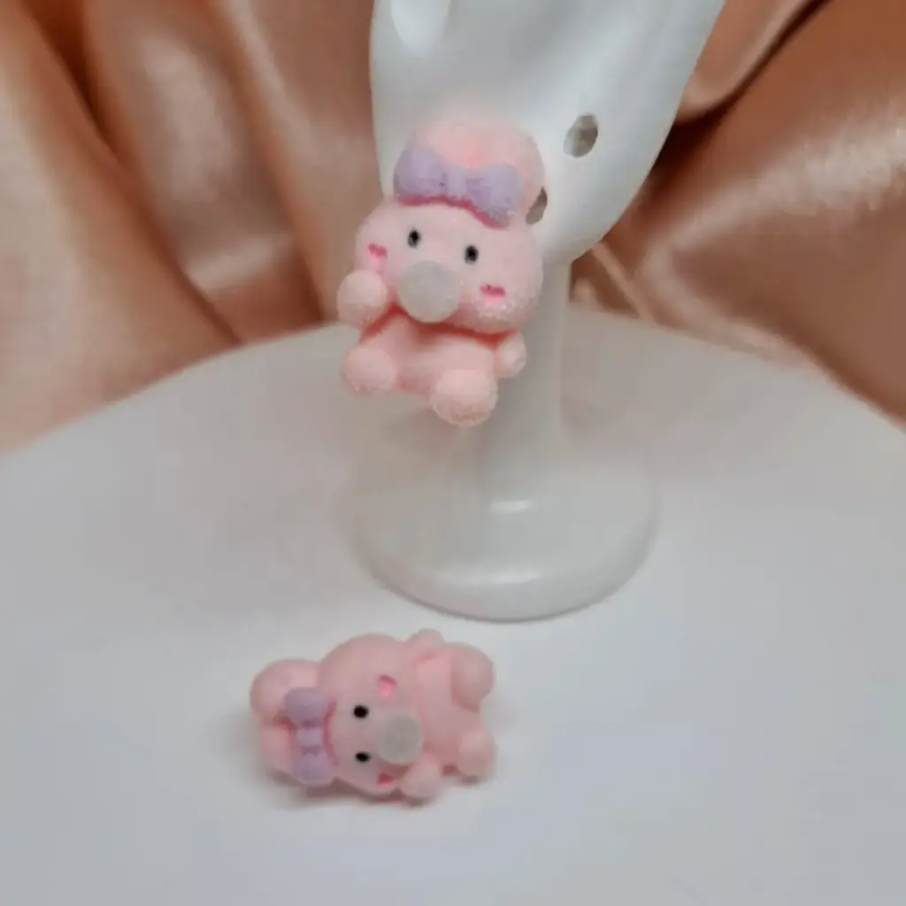 [Bu28] Aretes Rosa burbuja conejo 