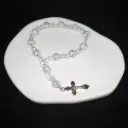 Mini Rosarios con Cruz y Dije Crucifijo Cuentas Blancas