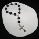 Mini Rosarios con Cruz y Dije Crucifijo Cuentas Negras