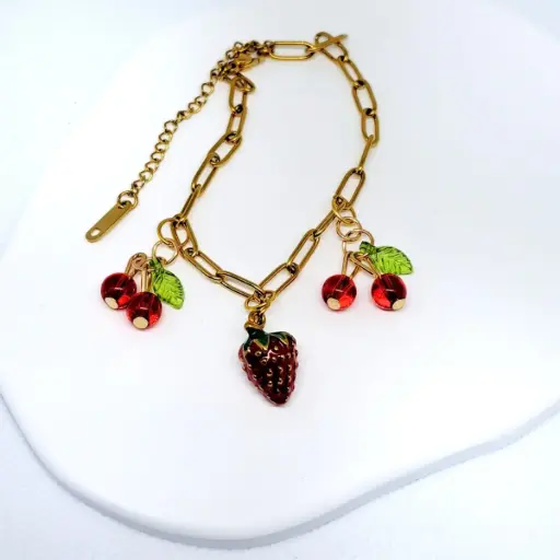 [TiniAcc-25] Pulsera Cerezas y Fresa