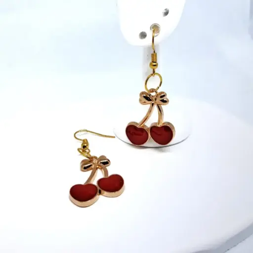 [TiniAcc-11] Aretes Cereza con lazo Grande