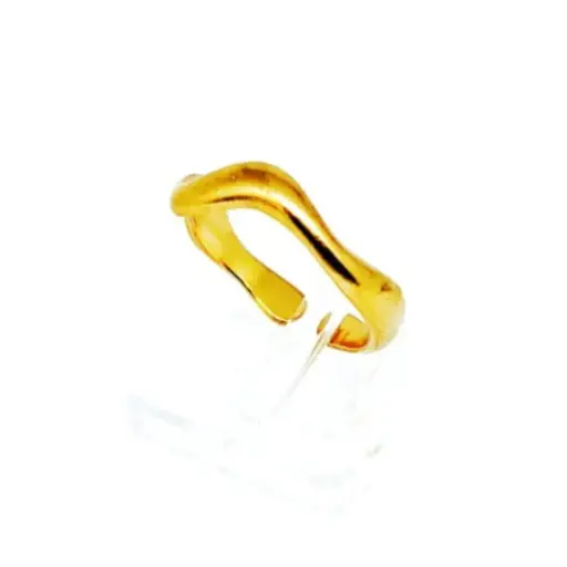 [NH42521647] Anillo Abierto Retro de Líneas Doradas – Acero Inoxidable 304