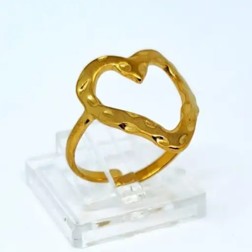 [NH42521633] Anillo Abierto Retro de Líneas Doradas – Acero Inoxidable 304