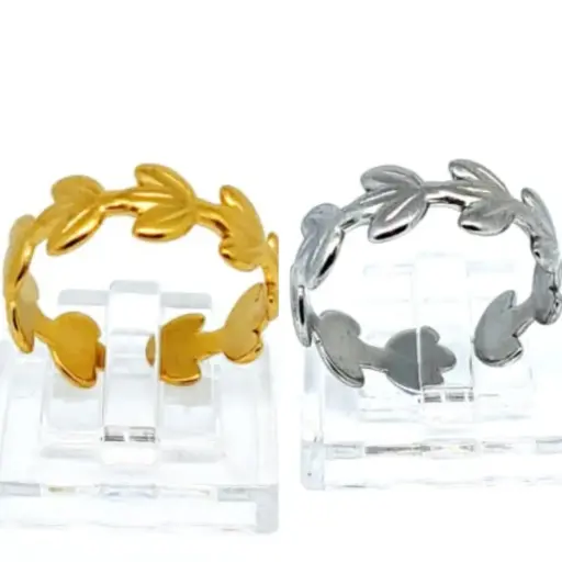Anillo Abierto Retro de Líneas Doradas – Acero Inoxidable 304