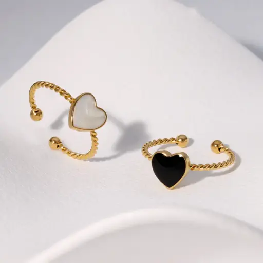 Anillo Abierto Retro de Líneas Doradas – Acero Inoxidable 304